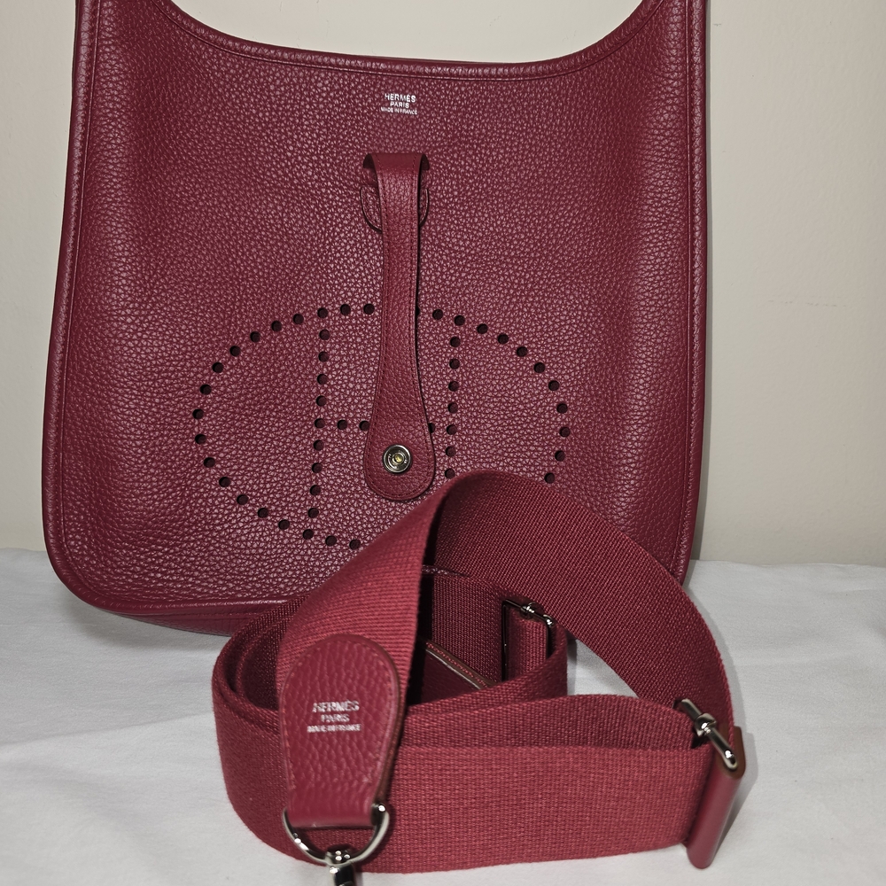 Hermes Burgundy Leather Shoulder Bag